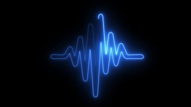 Heartbeat monitor EKG line monitor showing heart pulse .Neon sign heartbeat signal animation , Glowing white color neon heartbeat icon. Heart bit signal animated.4k video animation 