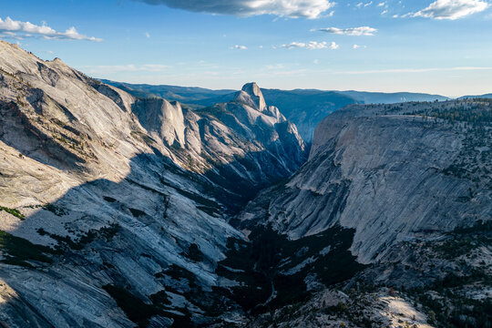 Granite mountains and Half Dome in Yosemite National Park California