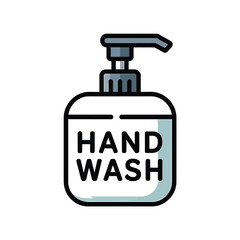 Obraz premium Simple cartoon illustration of a hand wash dispenser bottle with pump