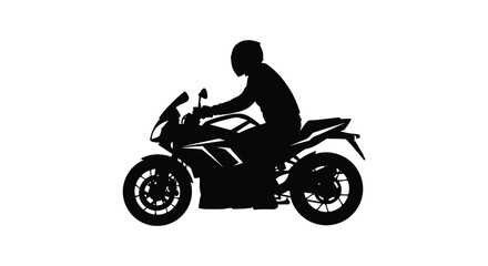 Obraz premium A dynamic black silhouette depicting a motorcyclist riding a powerful sportbike showcasing speed and motion silhouette high quality professional