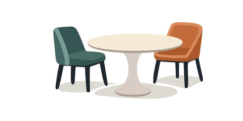 Fototapeta premium round table with two chairs in modern dining room interior scene