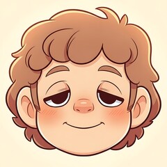 Obraz premium Smiling cartoon child with brown hair.