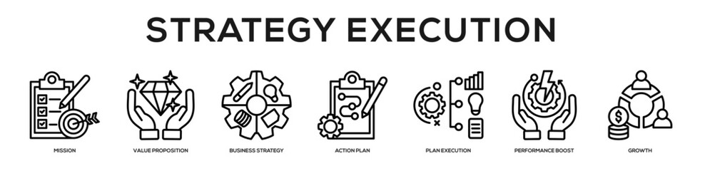 Strategy Execution web banner icon illustration concept