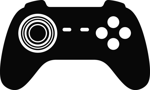 Game controller silhouette icon, video gaming console joystick isolated on white background technology entertainment illustration