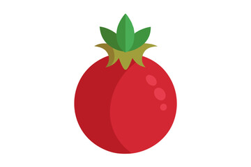 A vibrant red tomato icon with green leaves on a white background
