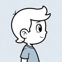 Obraz premium Smiling cartoon boy with short hair.