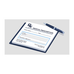 Medical Prescription Form with Pen, Ready for Doctor's Signature