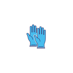 Fototapeta premium Blue Disposable Medical Gloves Icon on White Background