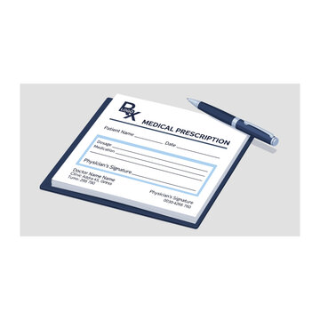 Medical Prescription Form with Pen, Ready for Doctor's Signature