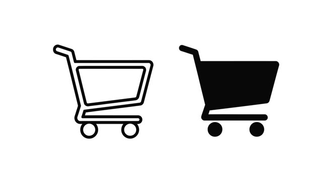Two shopping carts icon design black silhouette against a clean white background