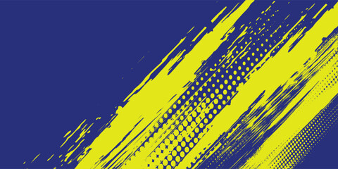 Dots halftone yellow and dark blue vector line color pattern gradient grunge texture background.