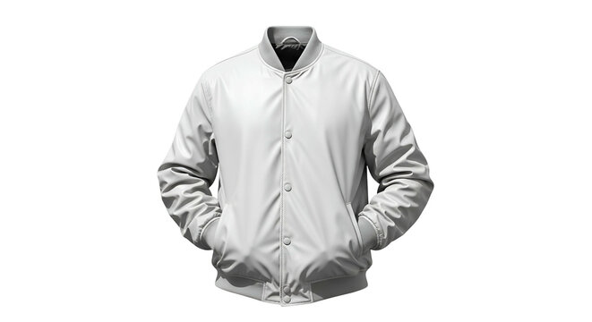 Isolated White Varsity Jacket With Transparent Background