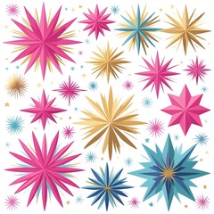 Vibrant New Year celebration fireworks clipart collection