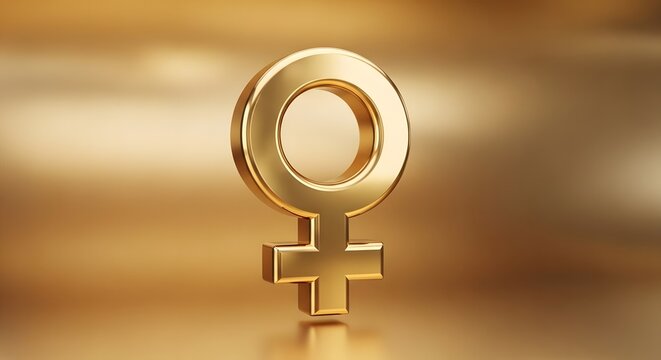 Golden female symbol on blurred background