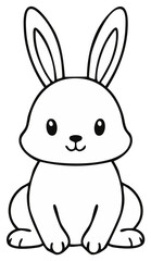 Obraz premium Cute cartoon bunny rabbit outline illustration adorable Easter animal drawing