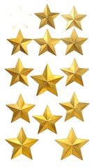 Obraz premium A collection of shiny gold stars on a white background