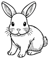 Obraz premium Rabbit drawing illustration, hand-drawn style rabbit animal clip art vector image