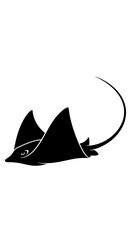 Fototapeta premium Black silhouette of a stingray swimming.
