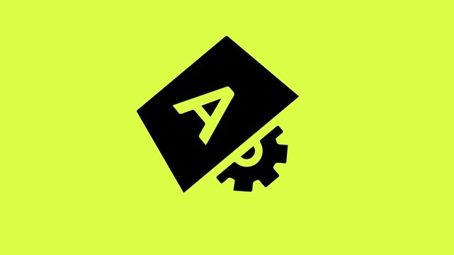 Software development API icon with gear mechanism animation with Yellow background