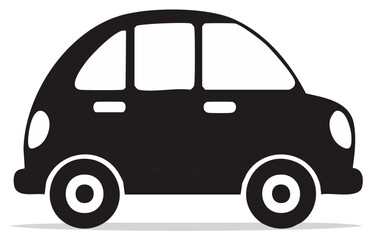 Fototapeta premium Simple Black Silhouette of a Compact Car Side View