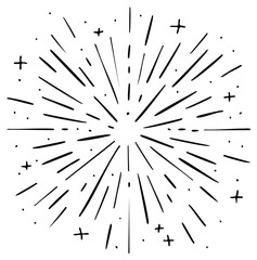 Obraz premium Abstract starburst or sunburst design element, hand-drawn style