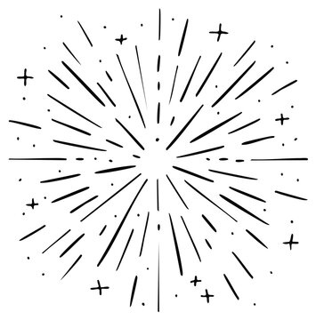 Abstract starburst or sunburst design element, hand-drawn style