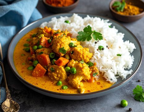 Indien &ndash; Gem&uuml;se-Curry mit H&auml;hnchen
