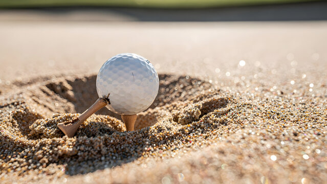 Golf Ball in Sand Trap Close-Up