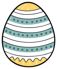 Decorative Hand Drawn Easter Egg With Stripes and Dots Pattern