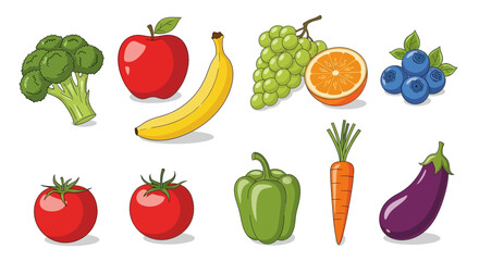 Fototapeta premium Colorful illustration of fresh fruits and vegetables