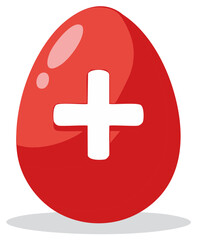 Obraz premium Red Egg with White Plus Sign: Easter Theme, Colorful Vector Illustration, Glossy Surface