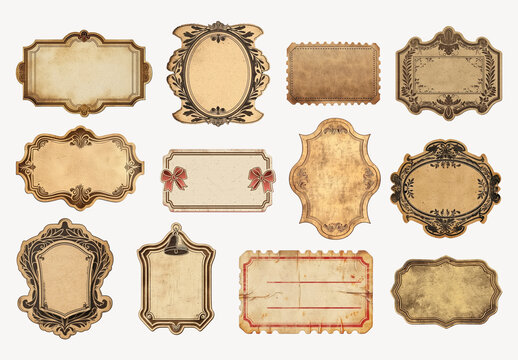 Vintage Ornate Labels Element Set