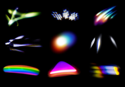 Abstract Light Shapes On Black Element Design Collection