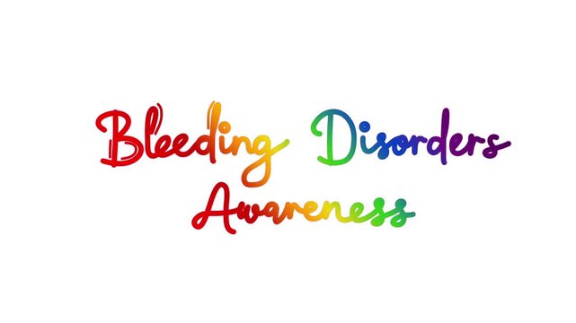 Bleeding Disorders Awareness Month One line continuous animated typography intro outro animation video, hand drawn calligraphy monoline lettering vintage single line handwriting rainbow type on white 
