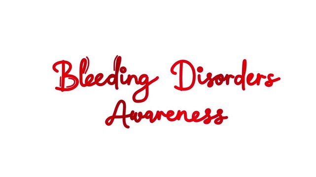 Bleeding Disorders Awareness Month One line continuous animated typography intro outro animation video, hand drawn calligraphy monoline lettering vintage single line handwriting red type on white bg