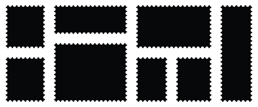 Postage stamp icon set in flat style. Postage stamp vector used for retro branding, vector designs for web backgrounds, digital Interfaces and document tools.