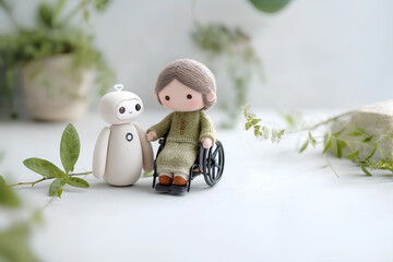 高齢者や車椅子に寄り添う優しいAIロボット（3D）
