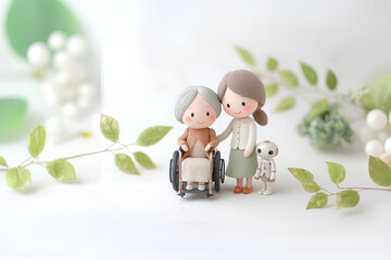 高齢者や車椅子に寄り添う優しいAIロボット（3D）
