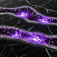 amethyst geode on black marble surface