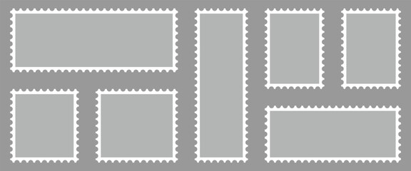 Obraz premium Set of blank rectangle and square postage stamps designed for graphic design, branding, and Used in banners, labels for shipping. Vector illustration.