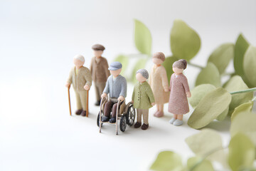 車椅子の人と信頼できる家族と仲間の支え合い（3D）