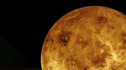 Venus planet close-up view from space with copy space isolated on black background. Elements of this image furnished by NASA. © gizemg
