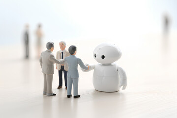 ビジネス会議に参加するAIロボットの未来戦略（3D）
