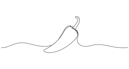 Obraz premium Continuous line drawing of chili pepper. Single line vector illustration of chili pepper. Editable line. Chili Pepper One Line Drawing,