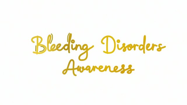 Bleeding Disorders Awareness Month One line continuous animated typography intro outro animation video, hand drawn calligraphy monoline lettering vintage single line handwriting gold golden type on wh