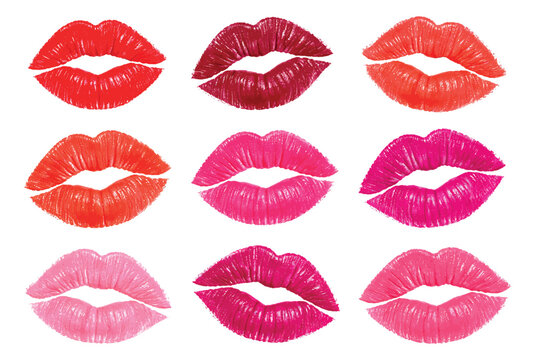 Textured lipstick kiss set featuring colorful lip prints for beauty branding