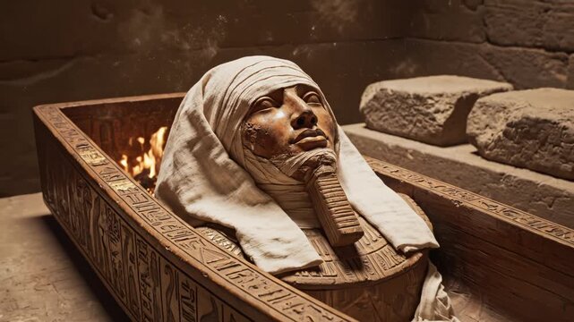 Ancient Egyptian mummy in sarcophagus