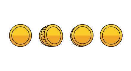 Gold Coins Line art clean modern color illustration