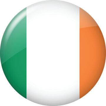 Ireland Flag Glossy Round Button Icon