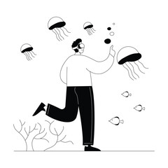 Virtual Sea Tour Vector illustration. EPS 10